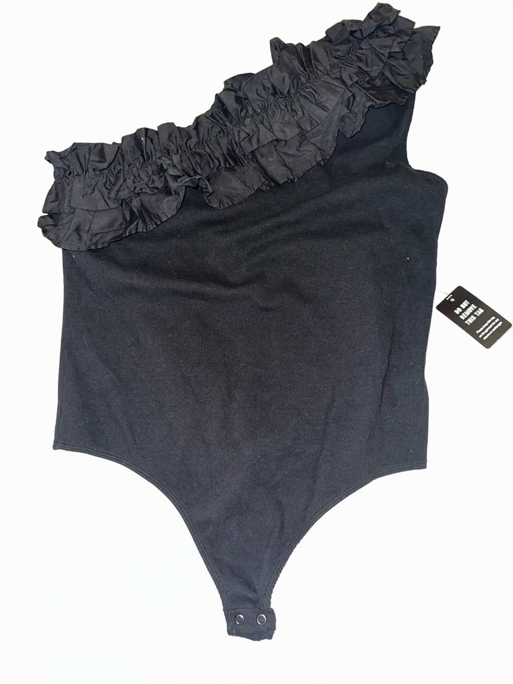Express black ruffle one shoulder bodysuit size XL BNWT